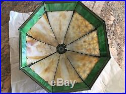 Bradley & Hubbard Co. Slag Glass Desk Lamp Art Nouveau Cast Iron Handel Era