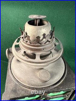Bradley & Hubbard Lantern Cast Iron Green Slag Glass