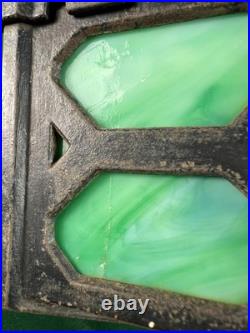 Bradley & Hubbard Lantern Cast Iron Green Slag Glass