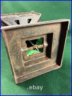 Bradley & Hubbard Lantern Cast Iron Green Slag Glass