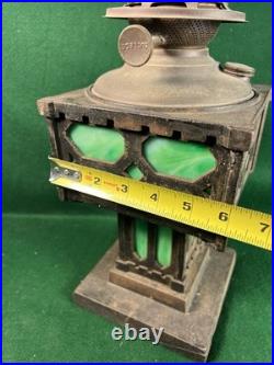 Bradley & Hubbard Lantern Cast Iron Green Slag Glass