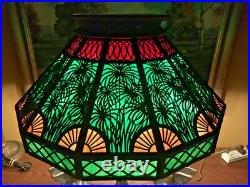Bradley Hubbard Leaded Slag Glass Antique Vintage Arts Crafts Lamp Handel Era