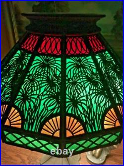 Bradley Hubbard Leaded Slag Glass Antique Vintage Arts Crafts Lamp Handel Era Bradley Hubbard Leaded Slag Glass Antique Vintage Arts Crafts Lamp Handel Era