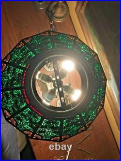 Bradley Hubbard Leaded Slag Glass Antique Vintage Arts Crafts Lamp Handel Era Bradley Hubbard Leaded Slag Glass Antique Vintage Arts Crafts Lamp Handel Era