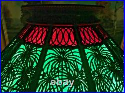 Bradley Hubbard Leaded Slag Glass Antique Vintage Arts Crafts Lamp Handel Era