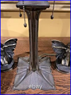 Bradley Hubbard Leaded Slag Glass Antique Vintage Arts Crafts Lamp Handel Era