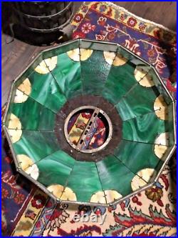 Bradley Hubbard Leaded Slag Glass Antique Vintage Arts Crafts Lamp Handel Era