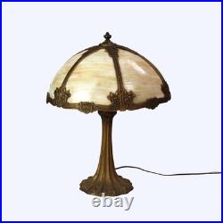 Bradley & Hubbard School Arts & Crafts 6 Panel Slag Glass Lamp c1920