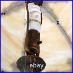 Bradley & Hubbard School Arts & Crafts 6 Panel Slag Glass Lamp c1920