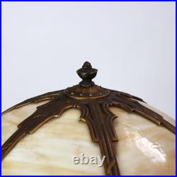 Bradley & Hubbard School Arts & Crafts 6 Panel Slag Glass Lamp c1920