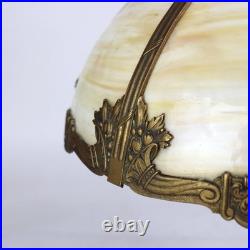 Bradley & Hubbard School Arts & Crafts 6 Panel Slag Glass Lamp c1920