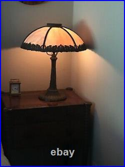 Bradley -Hubbard Six- Panel slag glass lamp