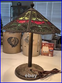 Bradley Hubbard Slag Glass Antique Vintage Art Nouveau Lamp Handel Era