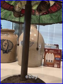 Bradley Hubbard Slag Glass Antique Vintage Art Nouveau Lamp Handel Era
