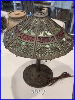 Bradley Hubbard Slag Glass Antique Vintage Art Nouveau Lamp Handel Era