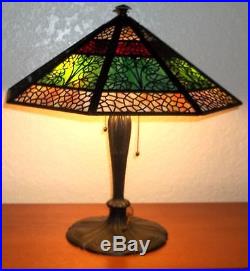 Bradley & Hubbard Slag Glass Arts & Crafts Lamp Vintage