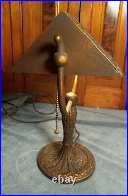 Bradley & Hubbard Slag Glass Desk Lamp circa 1900-1915