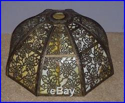 Bradley & Hubbard Slag Stained Glass Overlay Handel Duffner Tiffany Era Lamp
