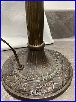 Bradley Hubbard Slag glass Shade With A Signed Royal Glass Co. NY 1914 Base Lamp