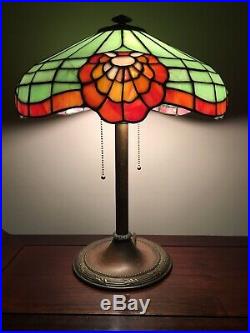 Bradley Hubbard Victorian Slag Glass Antique Lamp Handel Era