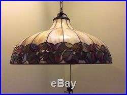 Bradley Hubbard arts crafts leaded slag glass antique hanging lamp shade Handel