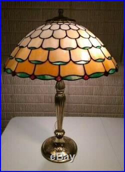 Bradley & Hubbard leaded glass lamp-Handel Tiffany Duffner arts crafts era slag
