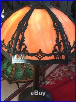 Bradley and Hubbard Lamp Co. Slag Glass Lamp Shade Signed Gorgeous Caramel Color