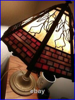 Bradley and Hubbard Slag Glass Lamp Shade Two Color 16 Panels