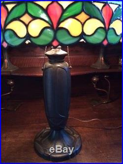 Bradley hubbard antique slag glass arts crafts mission handel era desk lamp nr