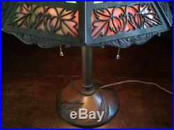 Bradley hubbard antique slag glass arts crafts mission handel era desk lamp nr