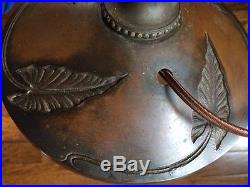 Bradley hubbard antique slag glass arts crafts mission handel era desk lamp nr