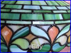 Bradley hubbard antique slag glass arts crafts mission handel era desk lamp nr
