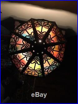 Bradley hubbard antique vintage slag glass arts crafts handel era lamp