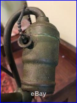 Bradley hubbard antique vintage slag glass arts crafts handel era lamp