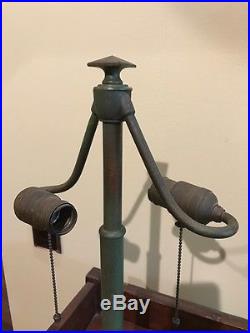 Bradley hubbard antique vintage slag glass arts crafts handel era lamp