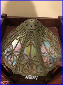 Bradley hubbard antique vintage slag glass arts crafts handel era lamp