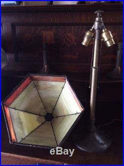 Bradley hubbard antique vintage slag glass arts crafts mission handel era lamp