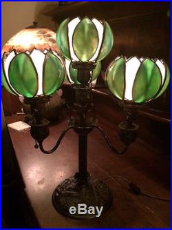 Bradley hubbard antique vintage slag glass arts crafts mission handel era lamp n
