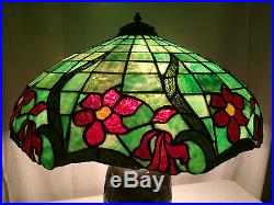 Bradley hubbard arts crafts mission antique leaded slag glass handel era lamp nr