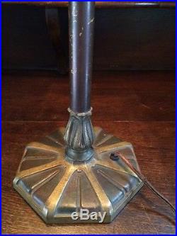 Bradley hubbard arts crafts vintage leaded slag glass handel era lamp nr