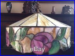 Bradley hubbard arts crafts vintage leaded slag glass handel era lamp nr