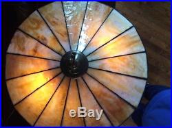 Bradley hubbard arts crafts vintage leaded slag glass handel era lamp nr