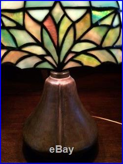 Bradley hubbard mission arts crafts antique slag glass leaded lamp handel era nr