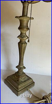 Bronze Angel Harp McGrory's Stained Slag Glass Shade Table Lamp