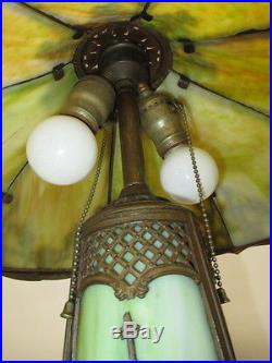 C1900 Victorian Handel Slag Silouette Overlay Lighthouse Base 23 Parlor Lamp