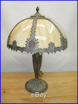 C1920s ART NOUVEAU SALEM BROTHERS 24 TABLE LAMP CARMEL SLAG GLASS SHADE