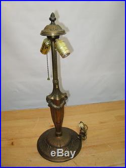C1920s SLAG GLASS METAL OVERLAY SILHOUETTE TABLE LAMP HANDEL MILLER PITTSBURG B