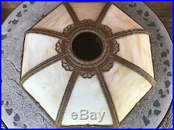 C Antique Carmel Slag Glass Curved Panel Table Lamp Shade 8 Panels