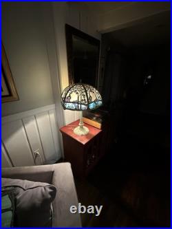 Ca. 1920 Edward Miller & Co. Antique Slag Glass Table Lamp