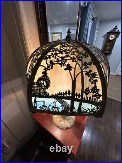 Ca. 1920 Edward Miller & Co. Antique Slag Glass Table Lamp